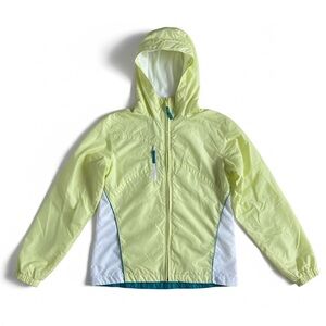 Columbia Lightweight Hooded Windbreaker Jacket Yellow Lime Green Youth 14/16